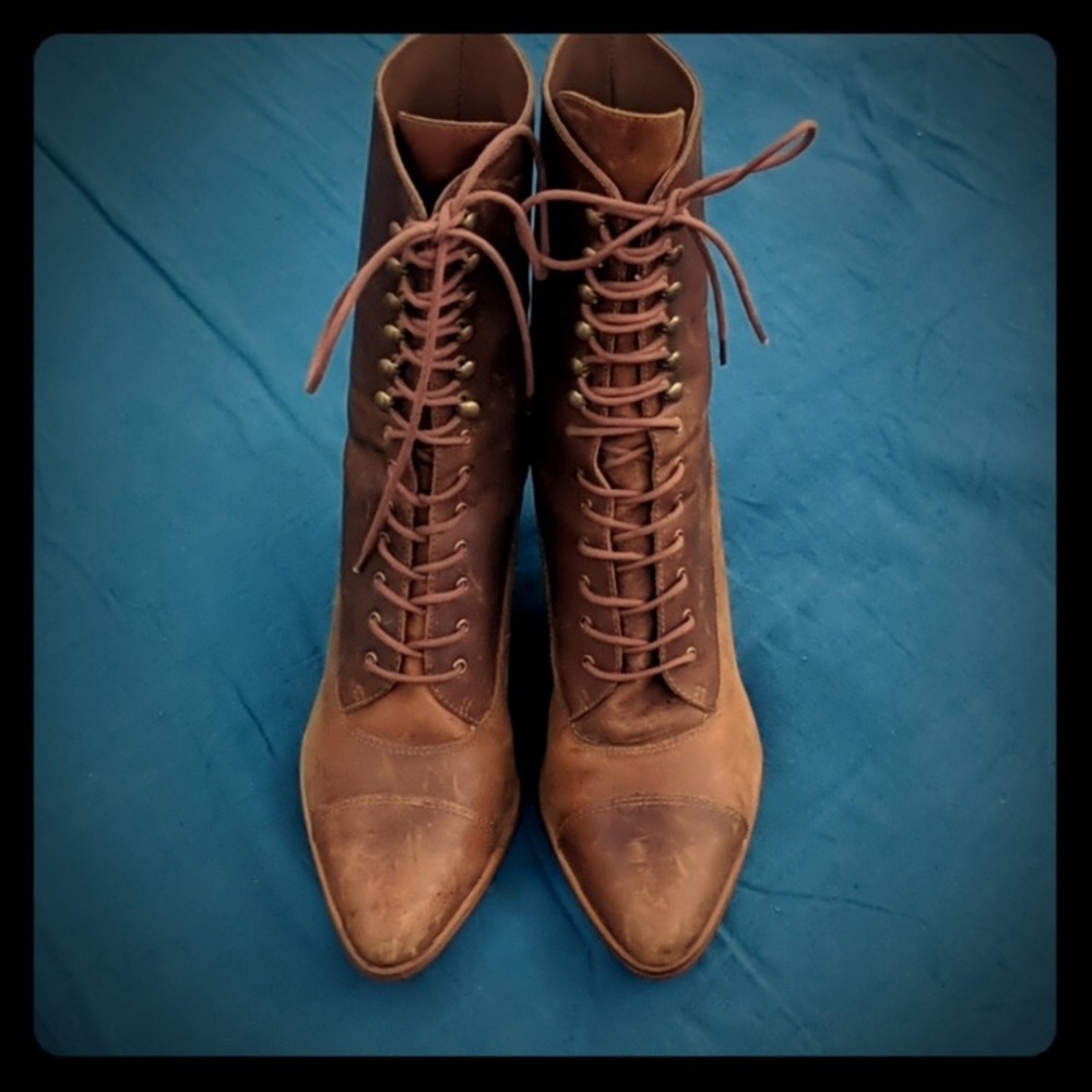 Antique Reproduction Edwardian Heeled Laced Boots